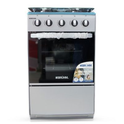 Bruhm BGC 5540IF 4 Burner Gas Cooker – Glass Top – Silver