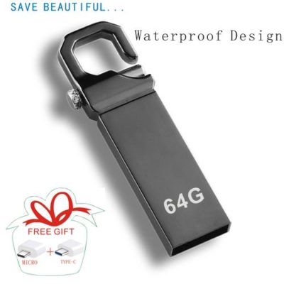 64G high speed waterproof metal USB flash drive Silver PC & Android&Type-c