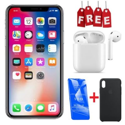 Apple iPhone X – 64GB HDD – 3GB RAM – Space Gray + Free AirPods + Cover + Protector