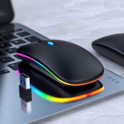 Ultra-thin Wireless Mouse 2.4G Rechargeable Black