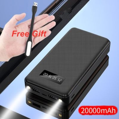 20000mAh Digital Display Power Bank with Flashlight Premium Black