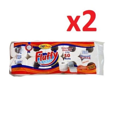 Fluffy 2 Pieces Extra Soft Toilet Paper – 10 Rolls