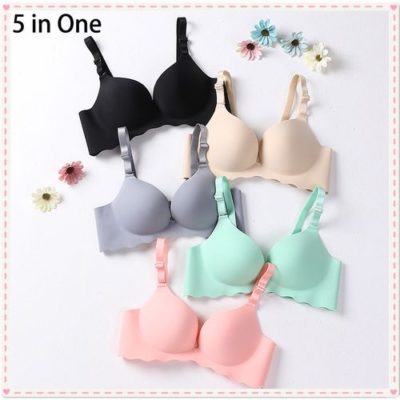 Fashion 5 In 1 Breathable Ultra Thin Women Bra Non Steel Push Up Soft