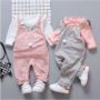 Spring Newborn Baby Girls Suit T-shirt + Pants Suit - Pink/Grey